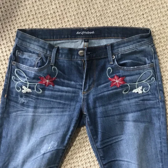 Driftwood Embroidered Skinny Denim Jeans - Picture 1 of 7